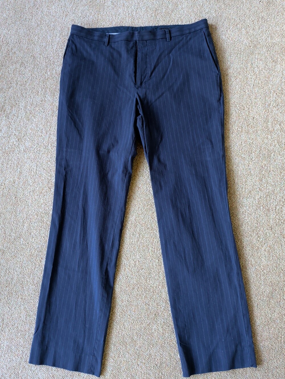 Banana Republic Men's Non-Iron Stretch Stripe Pant Slim Fit 795486-01 Navy 36x34